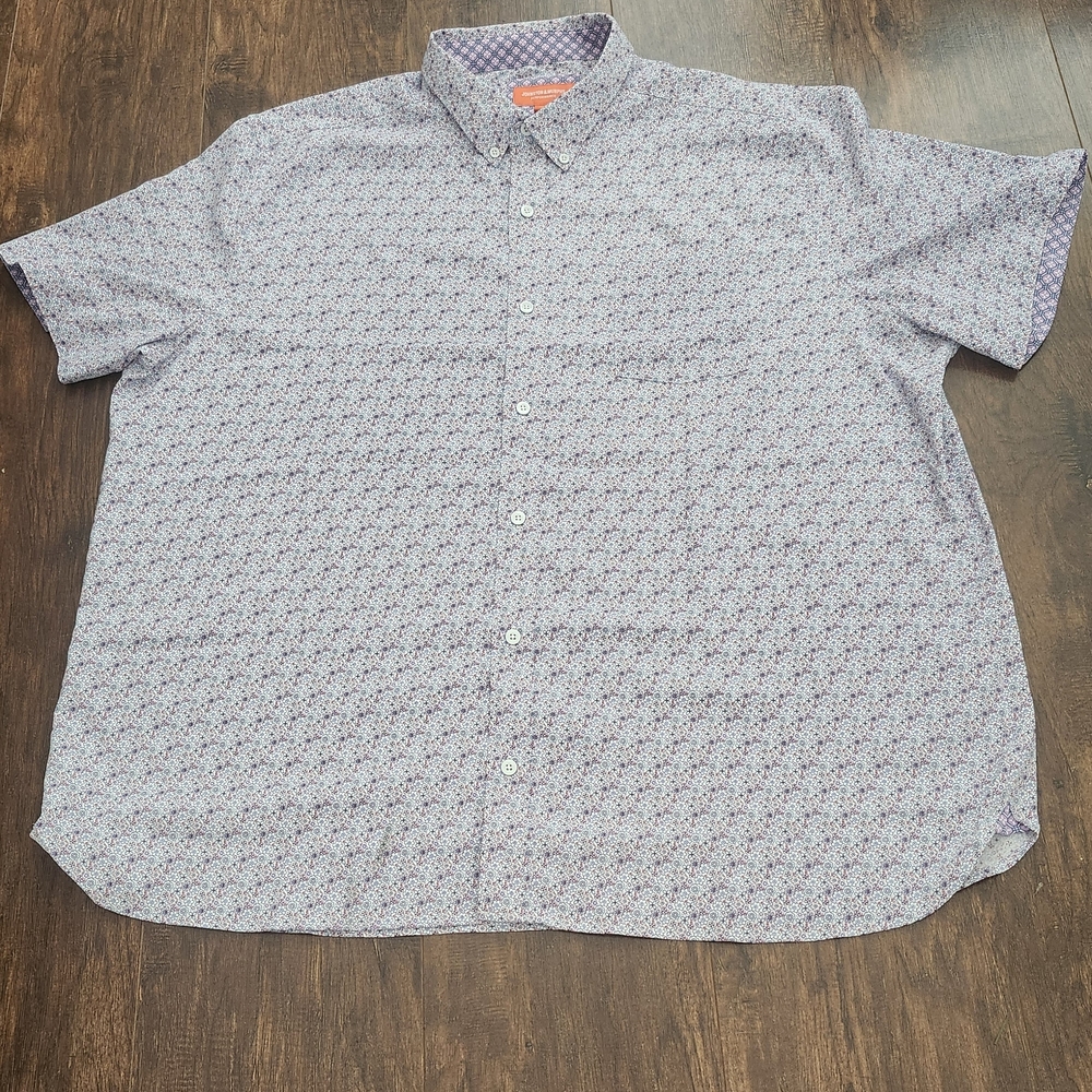 Johnston & Murphy Performance Purple Patterned Casual Shirt Size Xxxl